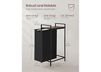 Songmics Home Slim Laundry Basket with Pull-Out Removable Bag, 12.7-Gallon, Ink Black & Rustic Brown