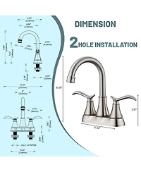 4 Inch 2-Handle Centerset Bathroom Sink Faucet with Drain and Supply Hose Mixer Double Handle Tap Deck Mounted Oil Rubbed Bronze
