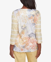 Alfred Dunner Women's Dress Code Square Neck Paisley Geometric Top