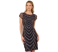 Adrianna Papell Women's Beaded Cap-Sleeve Sheath Dress