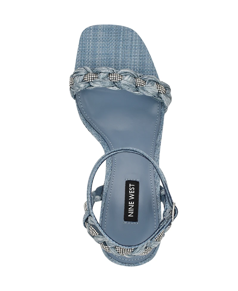 Nine West Women's Nashy Woven Embellished Wedge Sandals