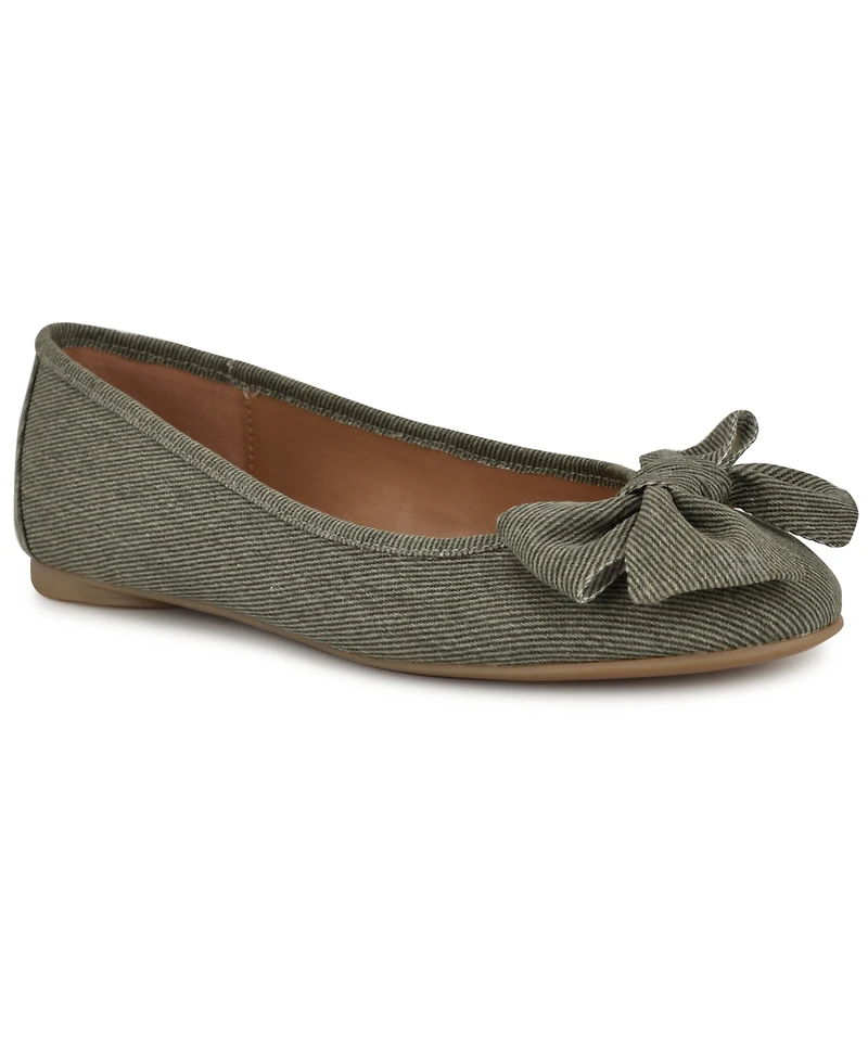 Nine West Women's Veronika Denim Bow Ballet Flats