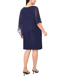 Msk Plus Size Beaded Cape-Overlay Shift Dress