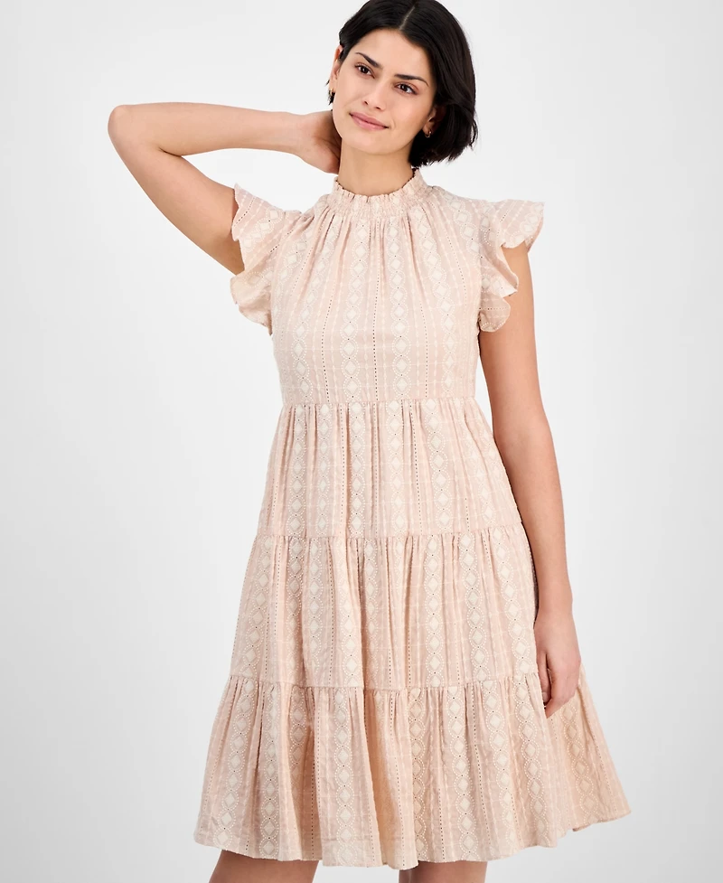 julia jordan Women's Cotton Embroidered Shift Dress