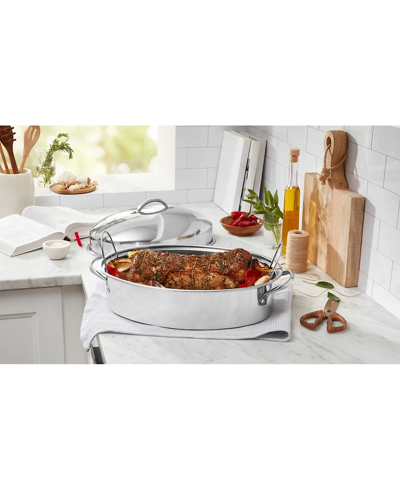 The Cellar Stainless Steel 8-Qt Covered Oval Roaster with Rack, Exclusively at Macy's