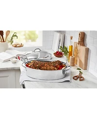 The Cellar Stainless Steel 8-Qt Covered Oval Roaster with Rack, Exclusively at Macy's