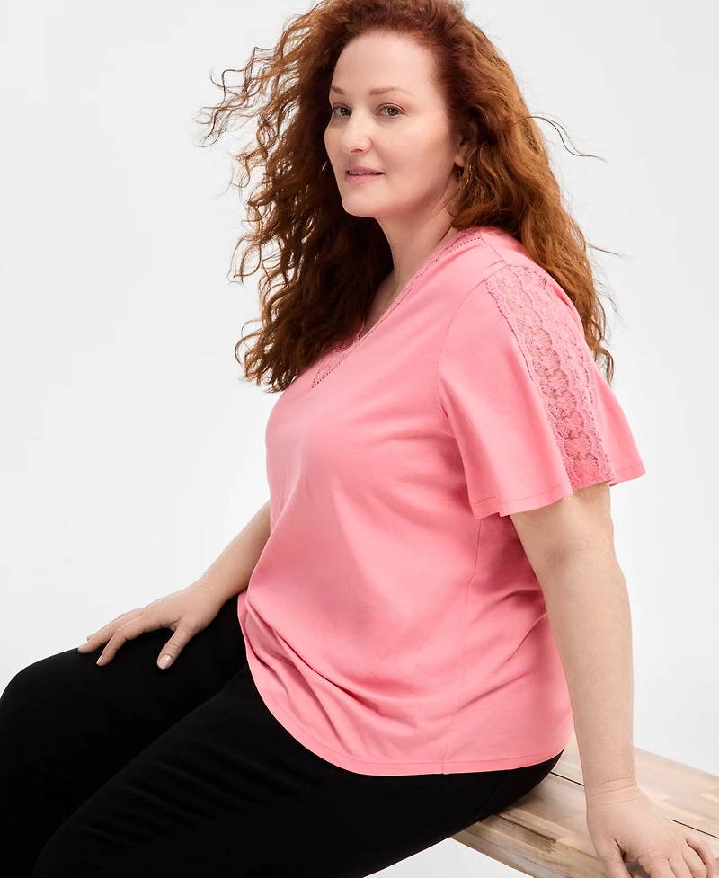 Style & Co Plus V-Neck Top, Exclusively at Macy's
