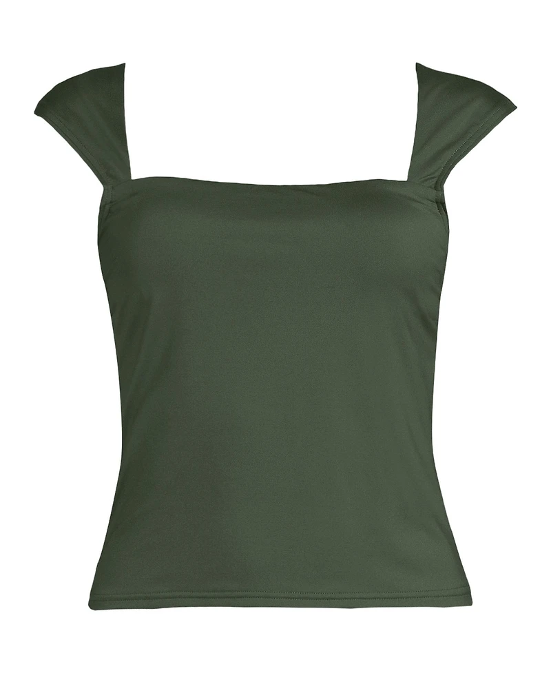 Lands' End Plus Square Neck Underwire Tankini Top