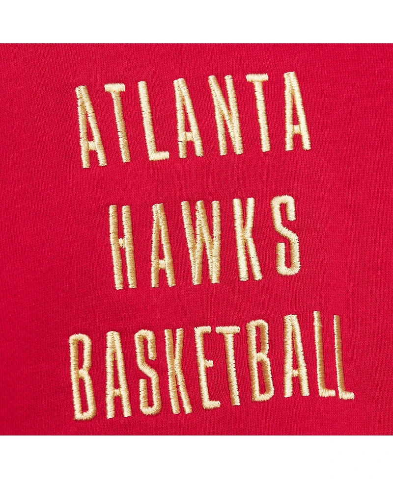 Mitchell & Ness Men's Red Atlanta Hawks Team Og 2.0 Vintage Logo Fleece Pullover Hoodie