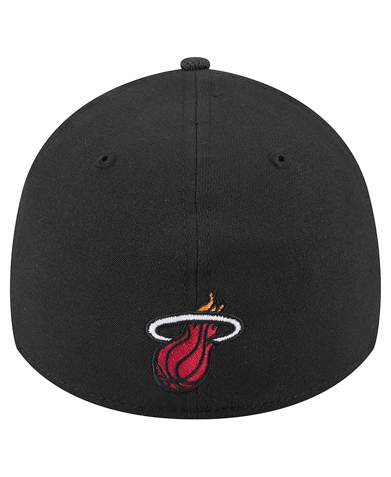 New Era Men's Black Miami Heat Sport Night 39THIRTY Flex Hat