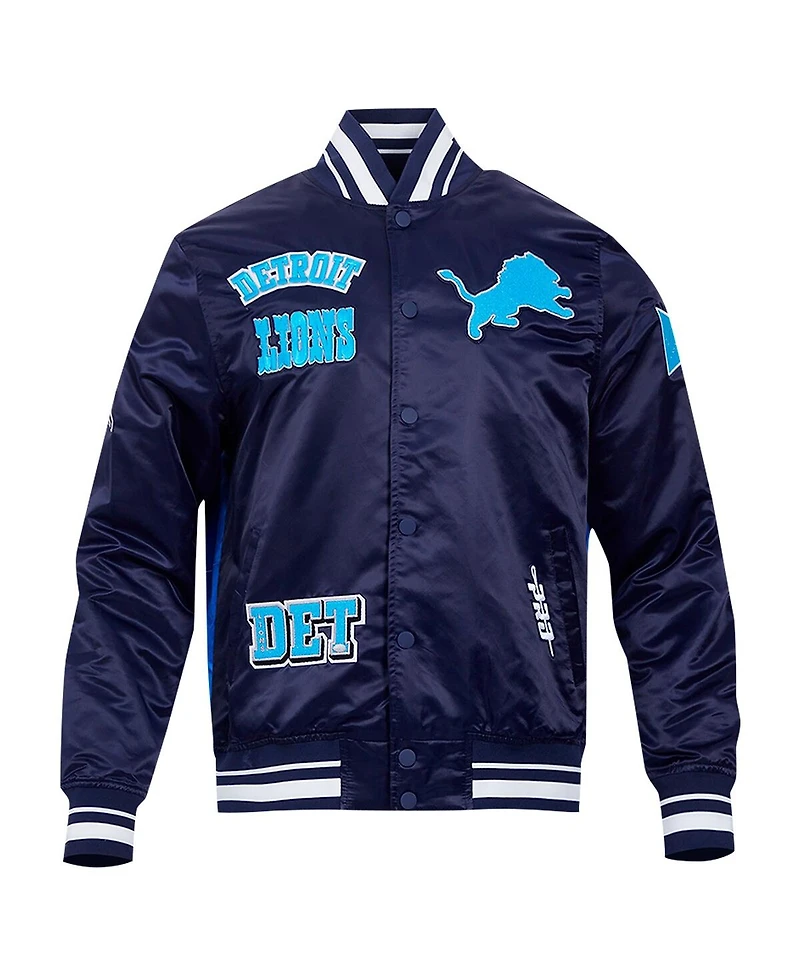 Pro Standard Men's Navy Detroit Lions Sublimated Satin Full-Snap Jacket