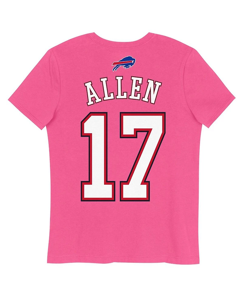 Nike Big Girls Josh Allen Pink Buffalo Bills Player Name Number T-Shirt