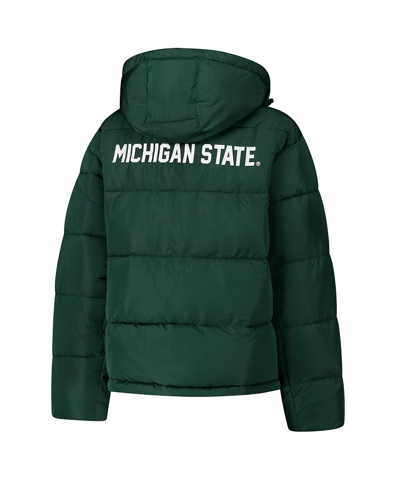 Hype And Vice Women's Green Michigan State Spartans Puffer Jacket