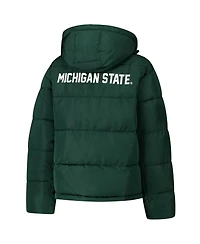 Hype And Vice Women's Green Michigan State Spartans Puffer Jacket