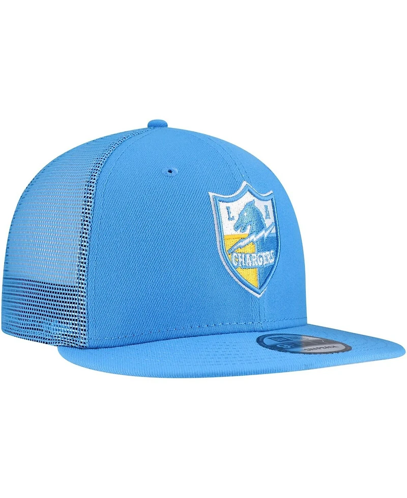 New Era Men's Powder Blue Los Angeles Chargers Throwback Main Trucker 9FIFTY Snapback Hat