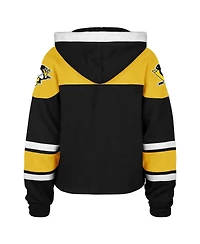 '47 Brand Women's Black Pittsburgh Penguins Cropped Superior Lacer Pullover Hoodie