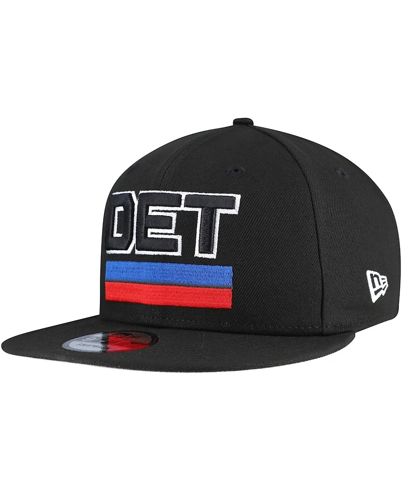 New Era Men's Black Detroit Pistons Jersey Hook Statement Edition 9FIFTY Snapback Hat