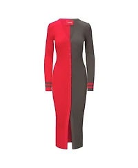 Staud Women's Red/Pewter Tampa Bay Buccaneers Shoko Knit Button-Up Sweater Dress