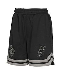 Outerstuff Big Boys and Girls Black San Antonio Spurs Teardrop Fleece Shorts