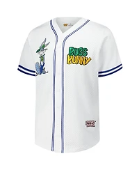 Freeze Max Men's White Looney Tunes Bugs Bunny Hip Hop Bugs Button-Up Baseball Jersey