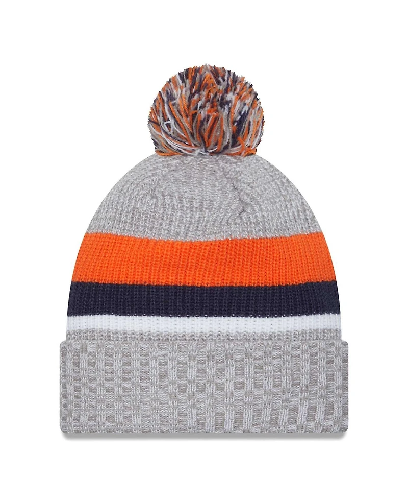 New Era Men's Heather Gray Denver Broncos Cuffed with Pom Knit Hat