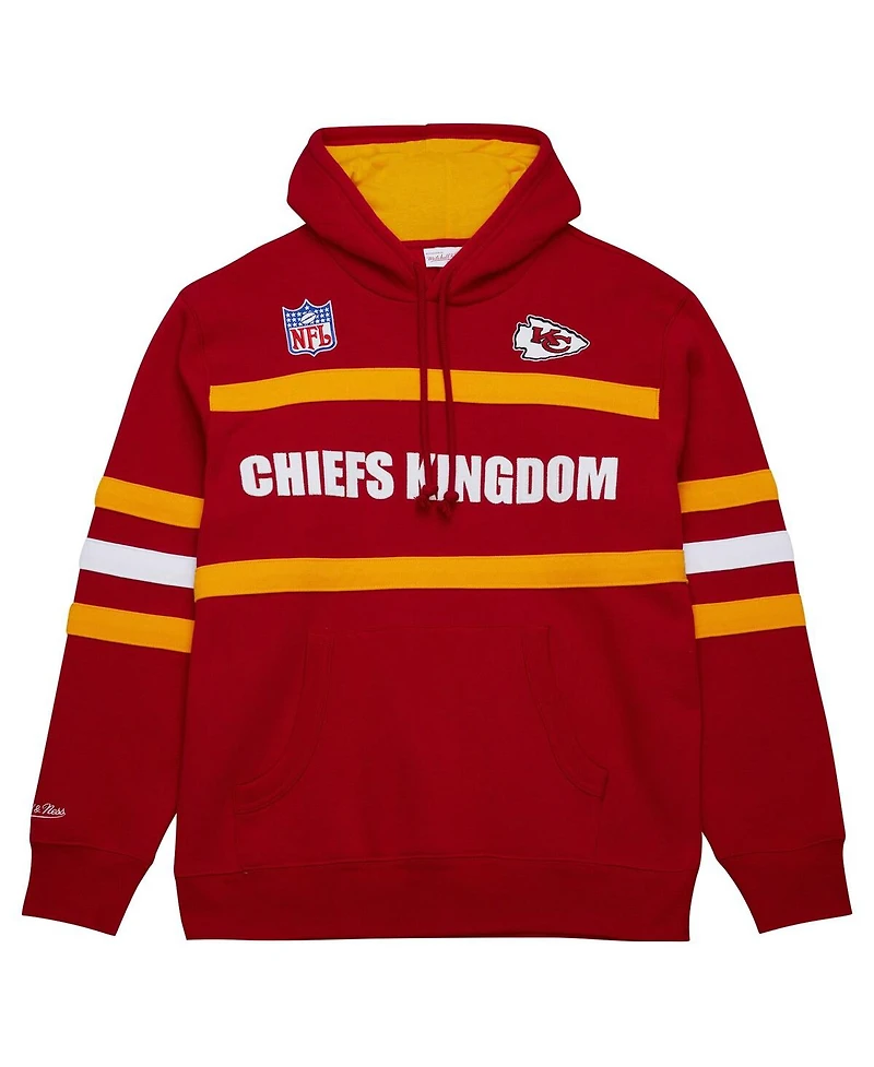 Mitchell & Ness Men's Red Kansas City Chiefs Vintage Logo Head Coach Fleece Pullover Hoodie
