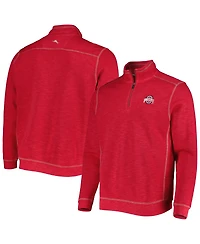 Tommy Bahama Men's Scarlet Ohio State Buckeyes Big Tall Tobago Bay Tri-Blend Quarter-Zip Sweatshirt