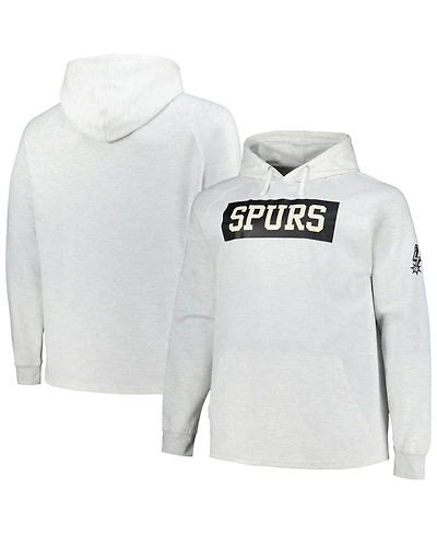 Fanatics Men's Ash San Antonio Spurs Big Tall Raglan Tri-Blend Pullover Hoodie