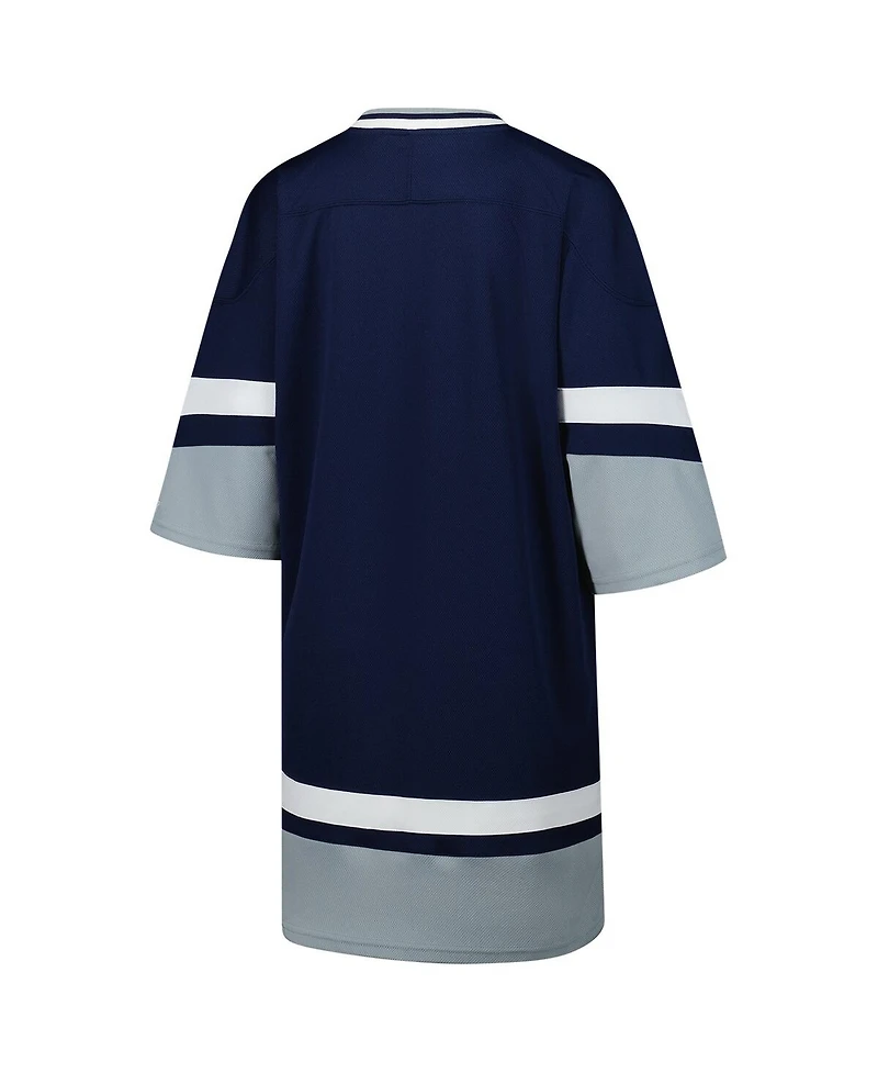 Starter Women's Navy Dallas Cowboys Slap Shot V-Neck 3/4 Sleeve Sneaker Dress