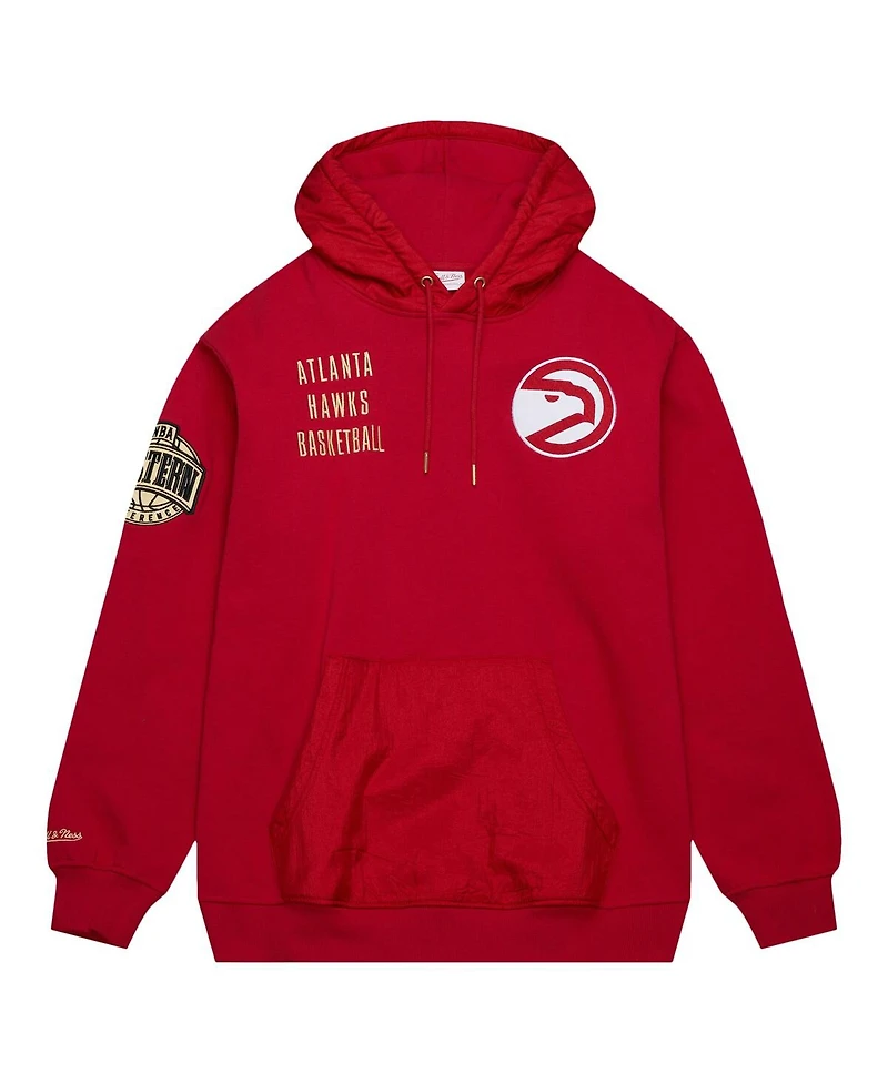 Mitchell & Ness Men's Red Atlanta Hawks Team Og 2.0 Vintage Logo Fleece Pullover Hoodie