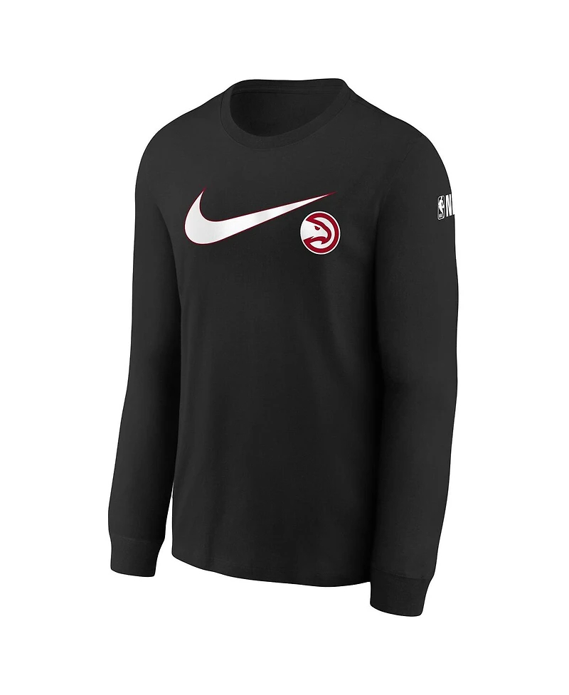 Nike Big Boys and Girls Black Atlanta Hawks Swoosh Long Sleeve T-Shirt