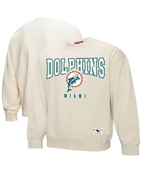 Mitchell & Ness Women's Cream Miami Dolphins Fandom Fleece Pullover Sweatshirt