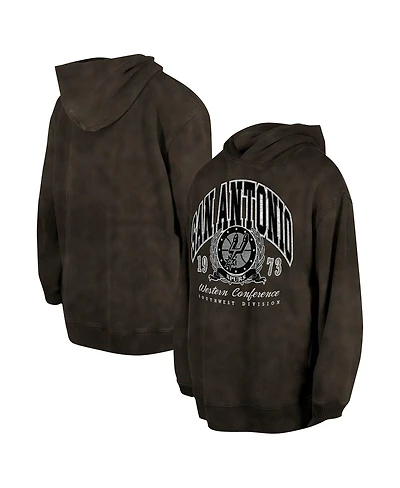 New Era Men's and Women's Charcoal San Antonio Spurs Oversized Essentials Pigment Wash Fleece Pullover Hoodie