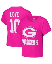 Majestic Women's Jordan Love Pink Green Bay Packers Name Number T-Shirt