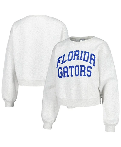 ZooZatz Women's Oatmeal Florida Gators Core Chenille Cropped Pullover Sweatshirt