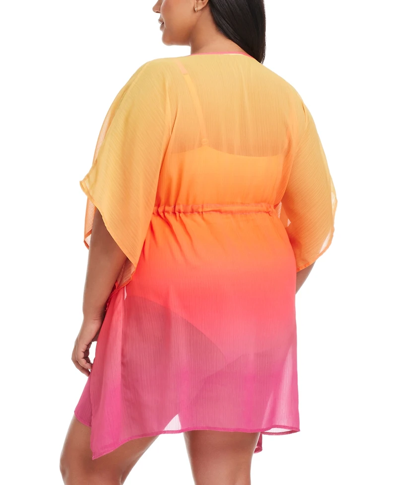 Bleu by Rod Beattie Plus Size Ombre Beat The Heat Caftan Swim Cover-Up