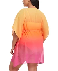 Bleu by Rod Beattie Plus Size Ombre Beat The Heat Caftan Swim Cover-Up