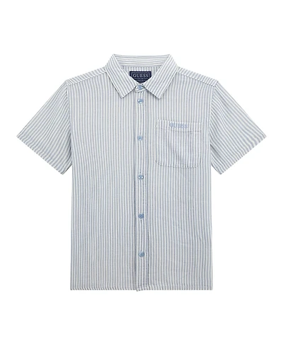 Guess Big Boys Oversize Short Sleeve Printed Woven Shirt