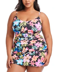 Bleu by Rod Beattie Plus Size Sweet Escape Shirred Scoop-Neck Underwire Tankini Top