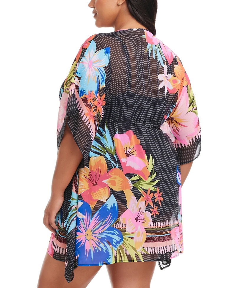 Bleu by Rod Beattie Plus Size Printed Sweet Escape Caftan Cover-Up