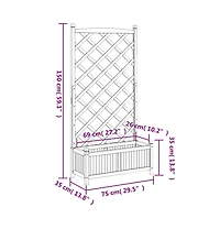 Planter with Trellis Black Solid Wood Fir
