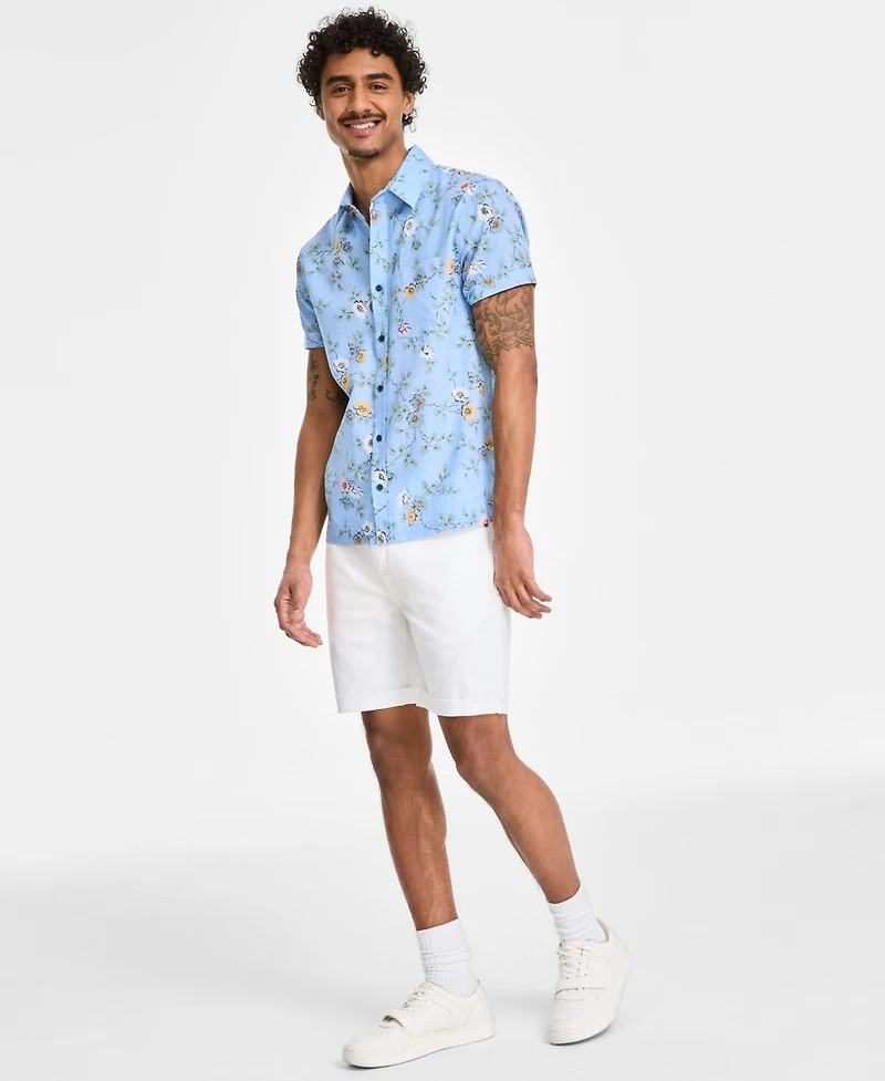 Sun + Stone Men's Clyde Floral Linen Blend Shirt, Exclusively at Macy's