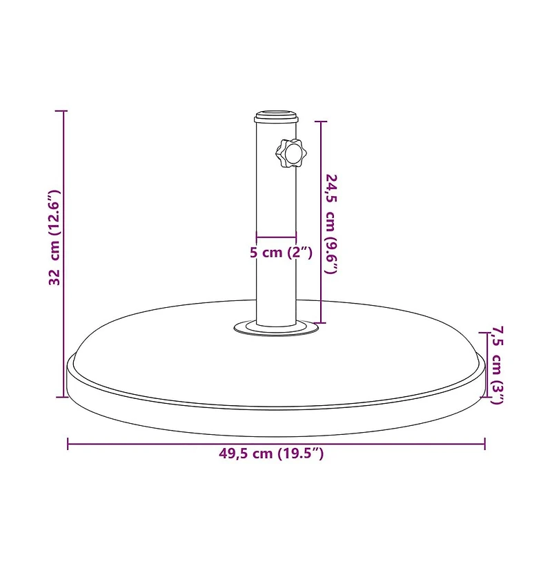 Parasol Base for 1.3"/1.4"/1.5" Poles 55.1 lb Round