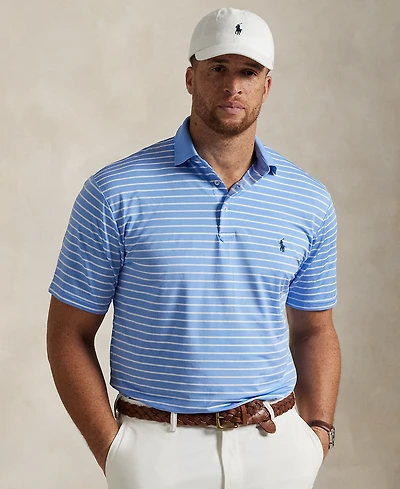 Polo Ralph Lauren Men's Big & Tall Airflow Stretch Striped Performance Polo Shirt