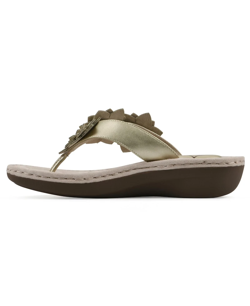 Cliffs by White Mountain Women's Content Floral Wedge Slip-On Sandals