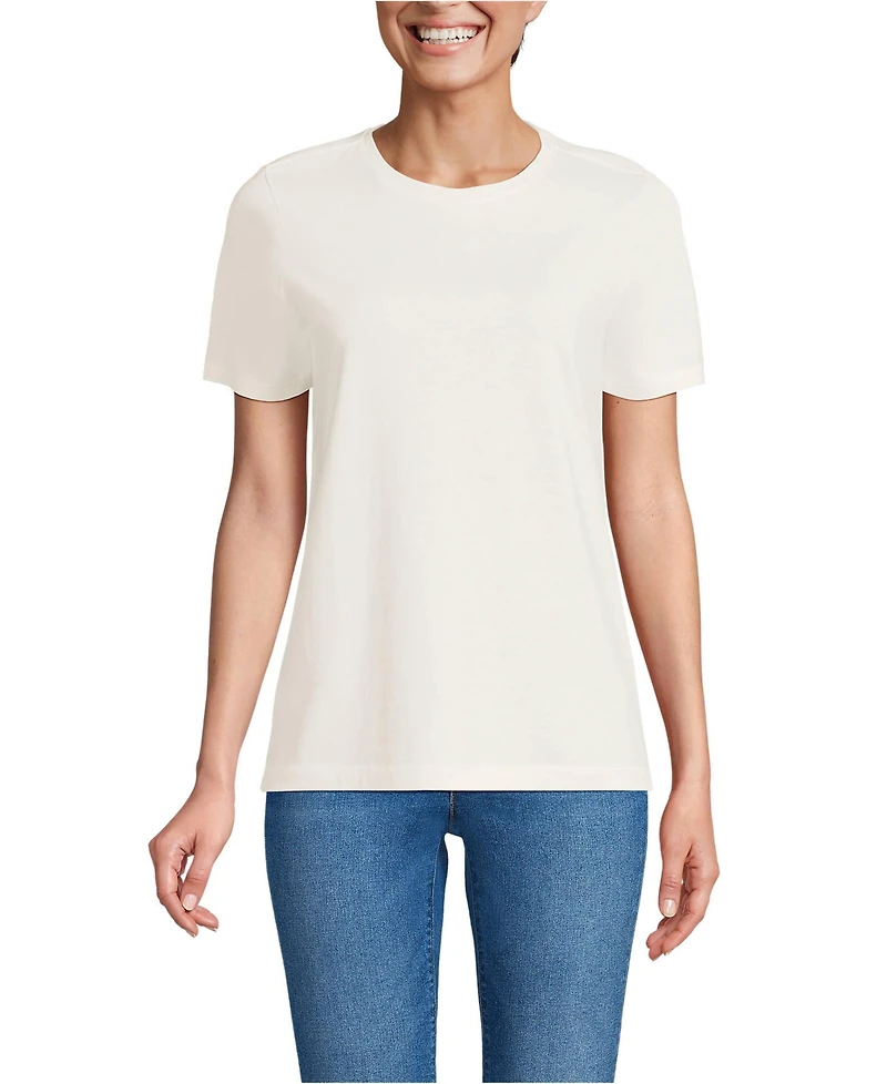 Lands' End Women's Relaxed Supima Cotton Crew Neck T-Shirt