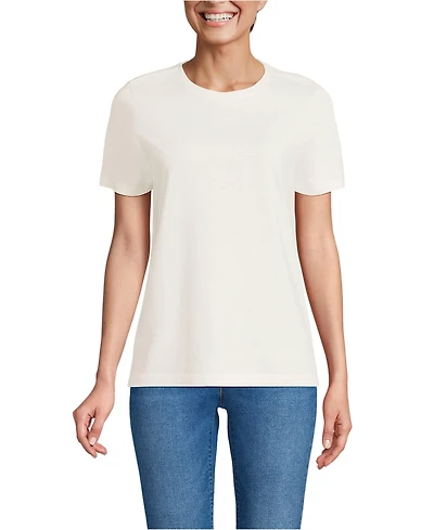 Lands' End Women's Relaxed Supima Cotton Crew Neck T-Shirt