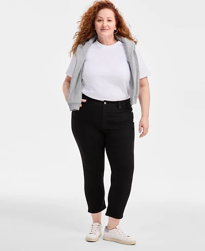 Style & Co Plus Size High-Rise Cropped Straight-Leg Jeans, Exclusively at Macy's