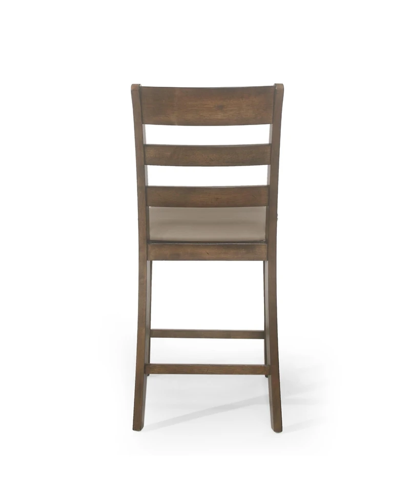 Rustic Farmhouse Upholstered Counter Stools with Natural Wood Frame, Set of 2-The Pop Home