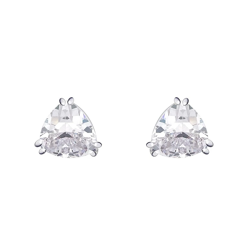 Bling Jewelry Triangle Shape Classic Large Statement 6CT Cz Solitaire Clip On Stud Earrings Rhodium Plated Brass Non Pierced 12MM